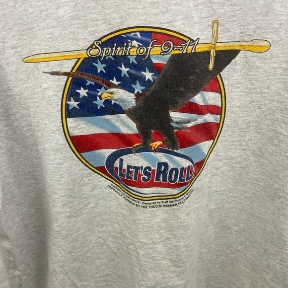 Vintage 9/11 Flight 93 Let’s Roll Todd M Beamer Foundation Sz XL T Shirt Gray - Picture 3 of 7